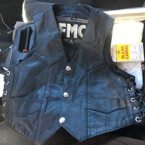 Kids black leather vest